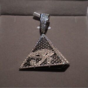 Moissanite and Silver Pyramid Pendant Necklace